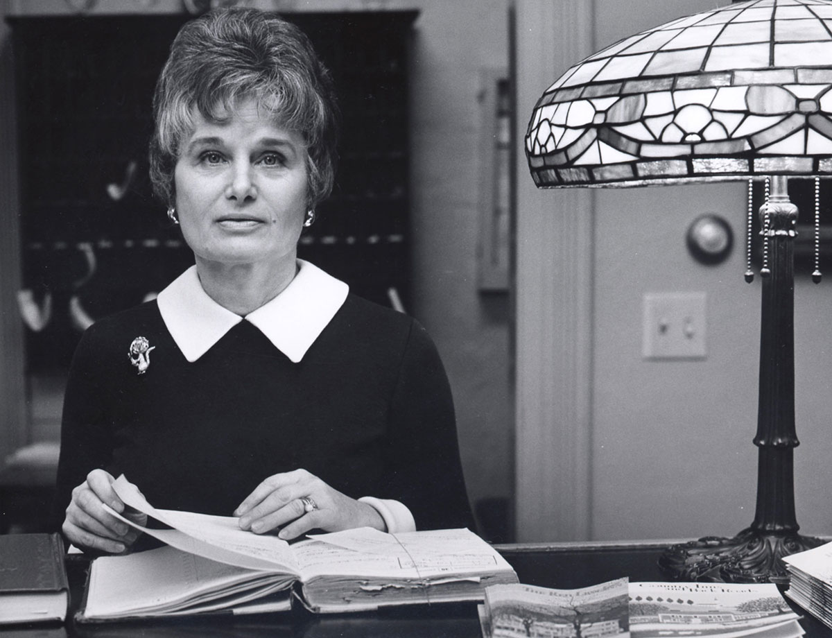 Jane Fitzpatrick at front desk of Red Lion Inn